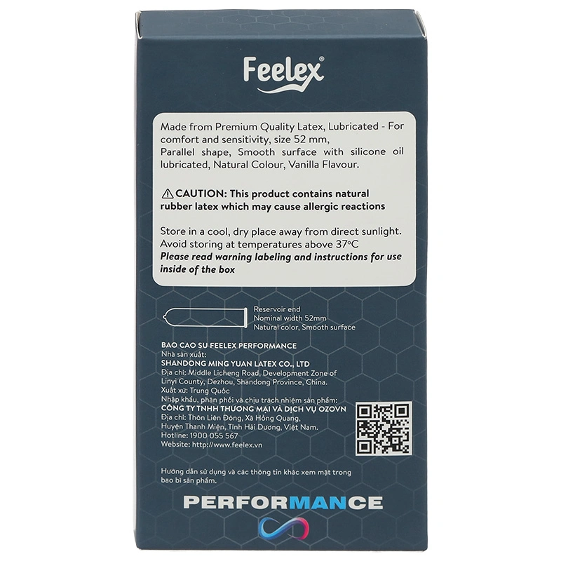 Bao cao su Feelex Performance giúp kéo dài thời gian yêu 52mm hộp 10 cái - 2
